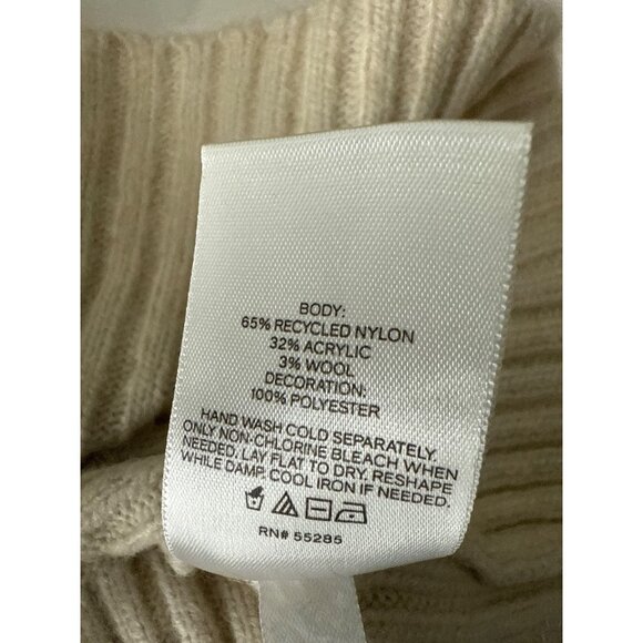 Bow Back Cable Knit Sweater By Express M Recycled Nylon & Wool Blend Womens Top - Picture 4 of 9